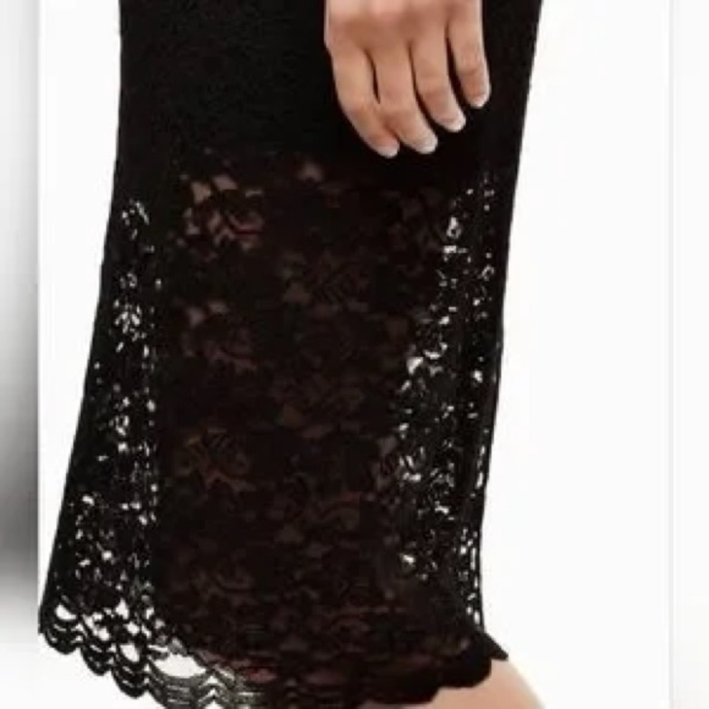 Babaton Black Floral Lace Pencil Skirt High Waisted Formal‎ Cocktail Size 4 - Picture 2 of 8